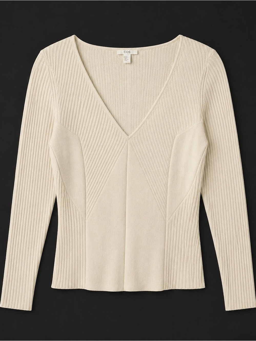 C.O.S.Women’s,Cream, V Neck,Knit,Long Sleeve Top.Size-Medium.